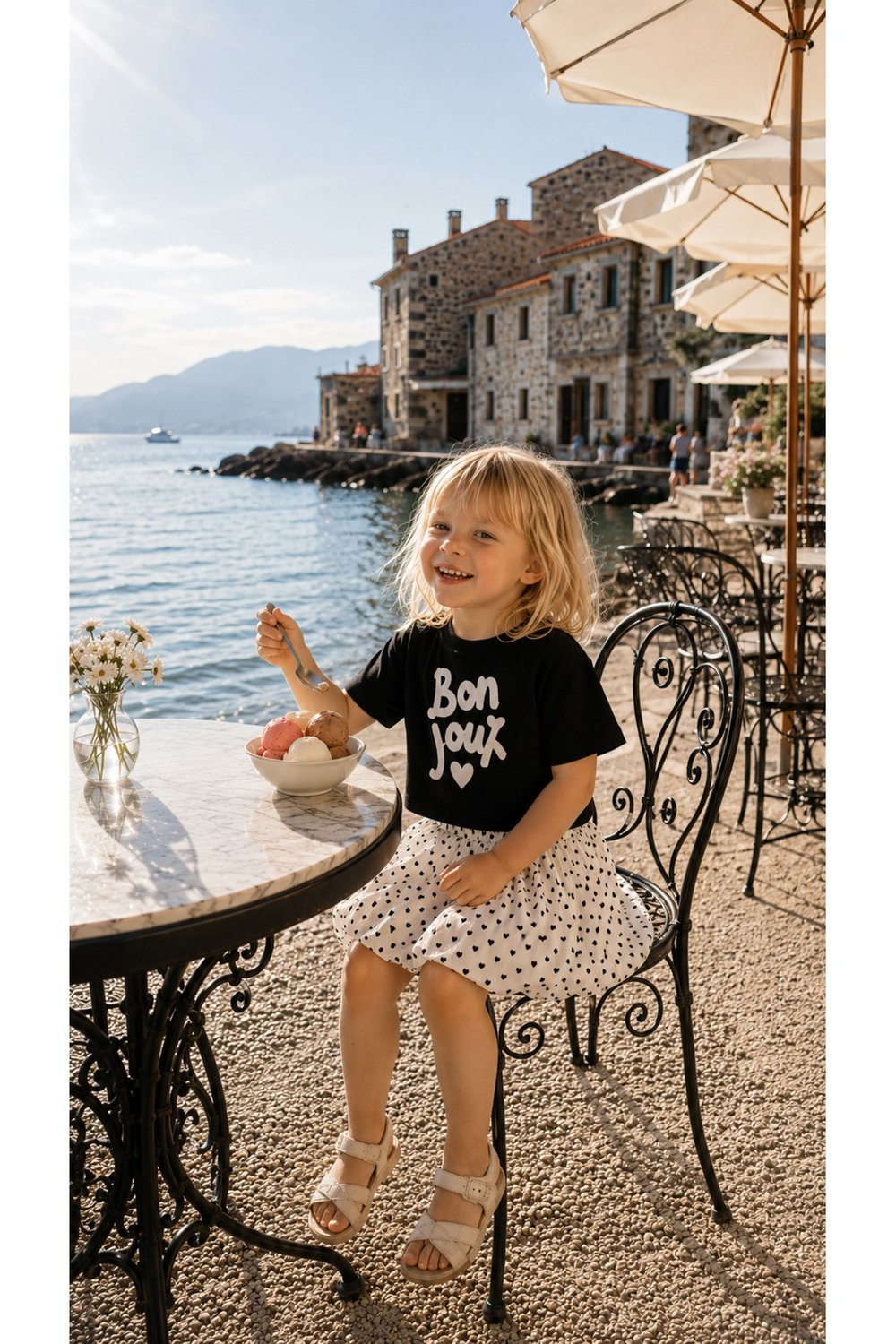 Bon Jour Pamuklu Tişört & Balon Etek Takımı