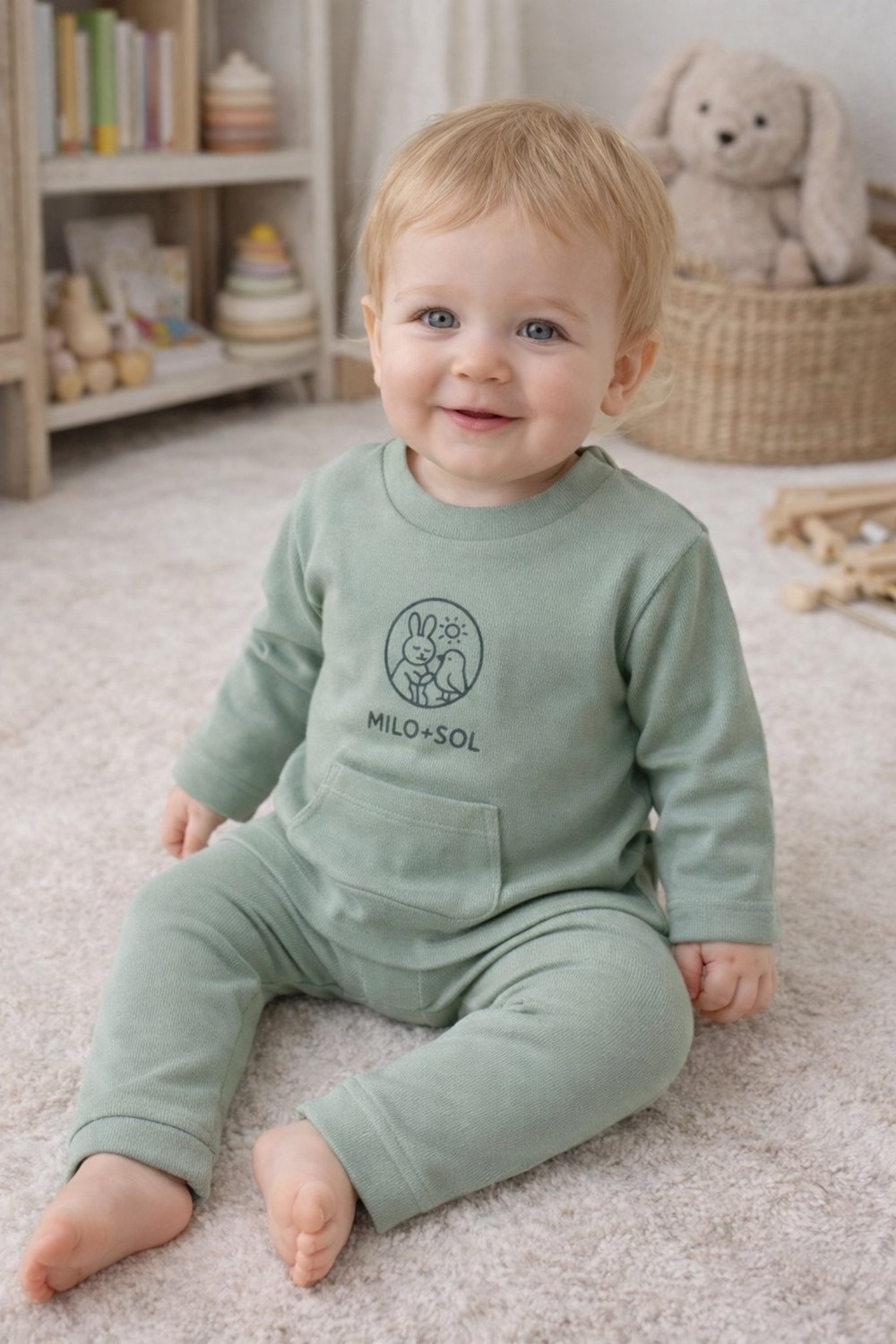 Milo+Sol Önü Cepli Kaşkorse Unisex 2'li Takım – Bebek Takım (6–18 Ay)