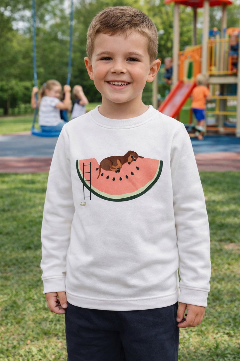 Watermelon Unisex Beyaz Basic Sweatshirt