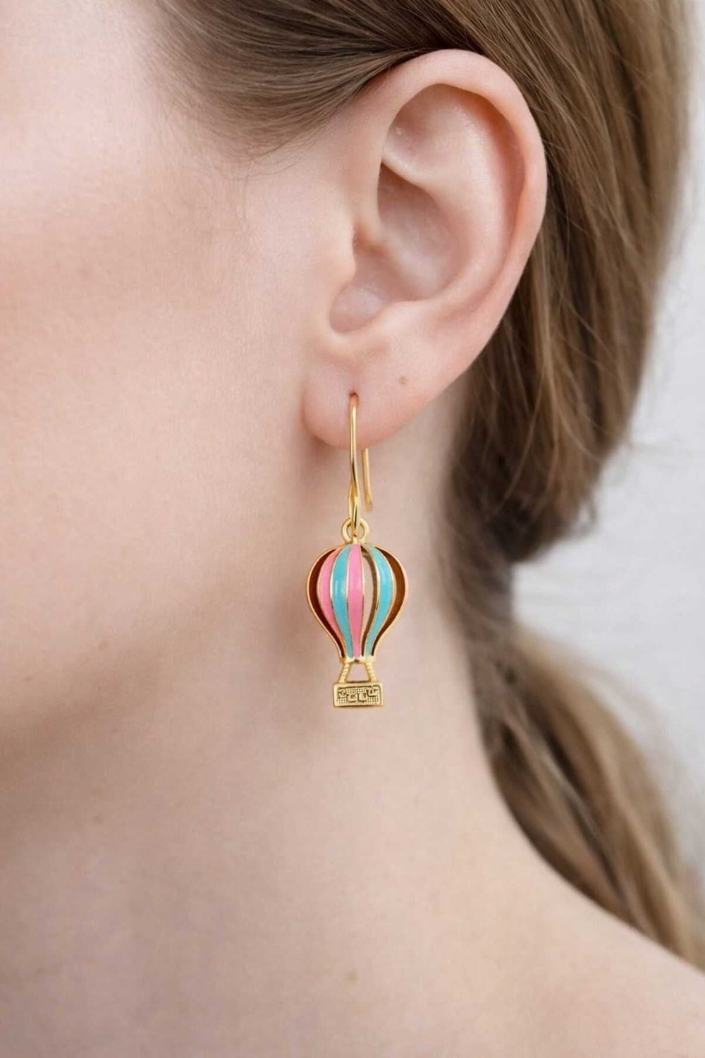 Gold Kaplama Kapadokya Balon Charm Küpe