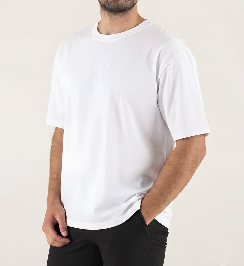 Beyaz Baskılı Oversize Tişört