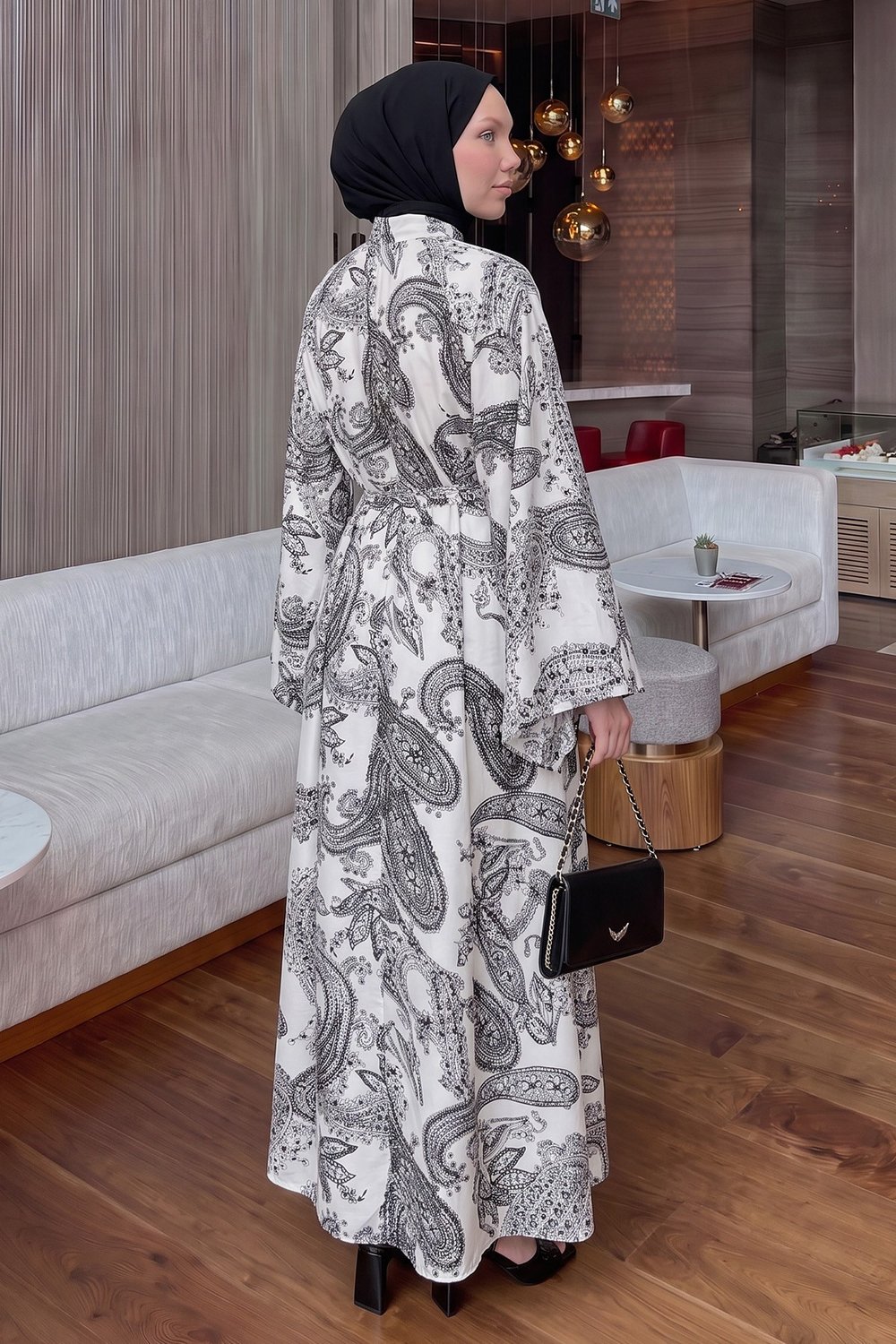 Çiçek Desenli Elbise - BEYAZ