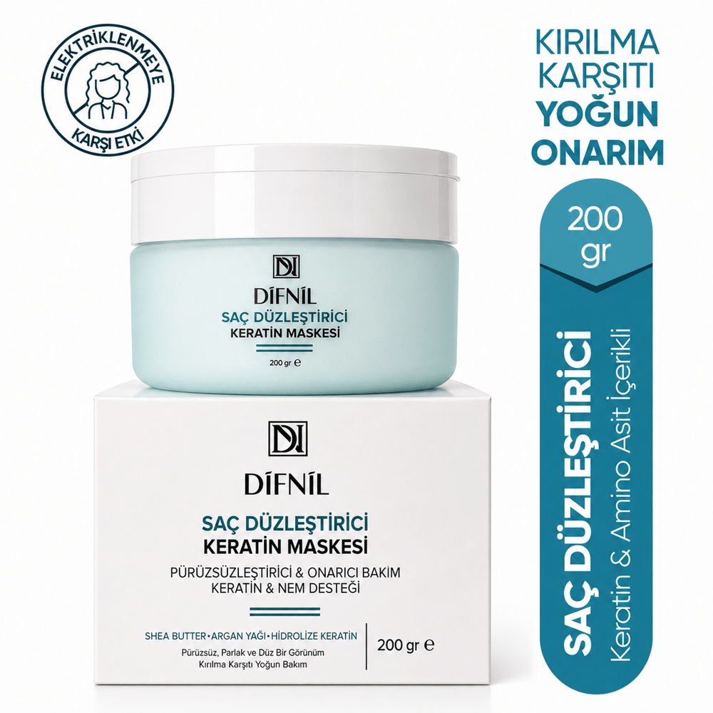 Saç Düzleştirici Keratin Maskesi | Pürüzsüzleştirici ve Onarıcı Saç Bakım Maskesi 200 gr | Keratin ve Nem Desteği