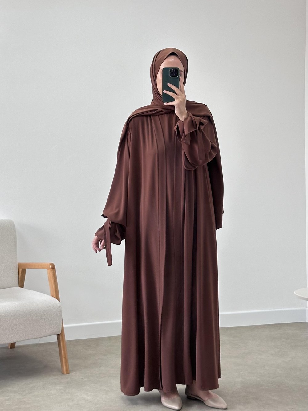 2Lİ KOL UCU İPLİ ABAYA TAKIM / İÇLİKLİ