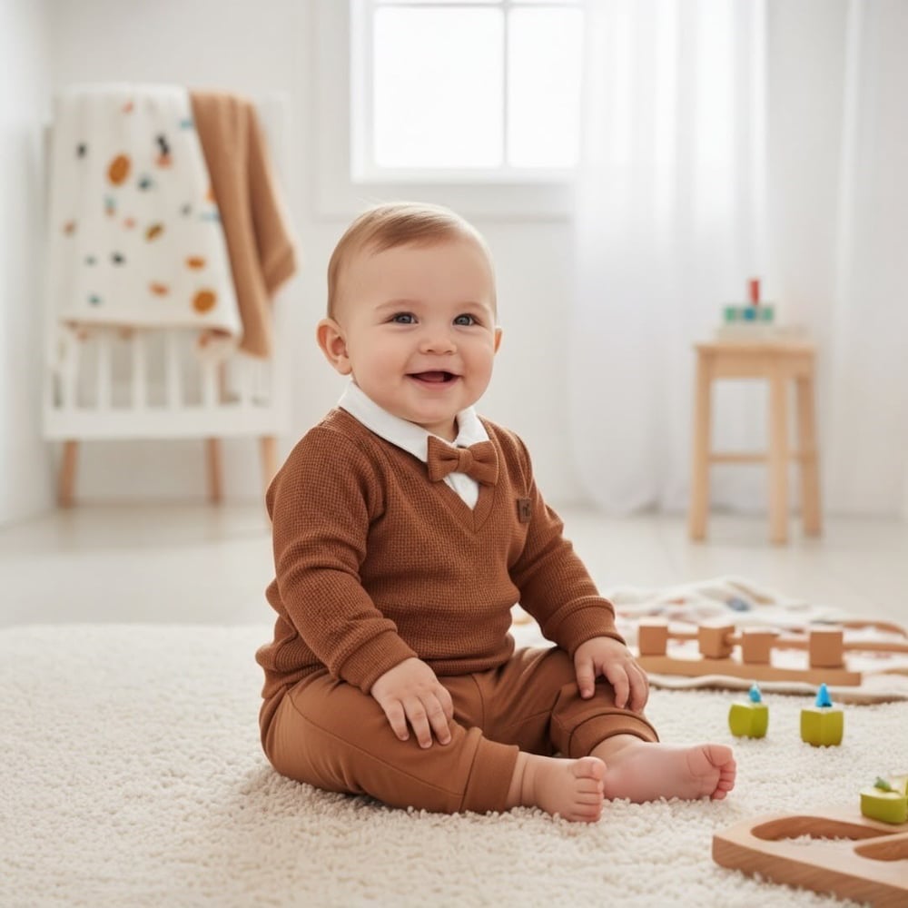 ERKEK BEBEK PAPYON DETAYLI 2'Lİ TAKIM