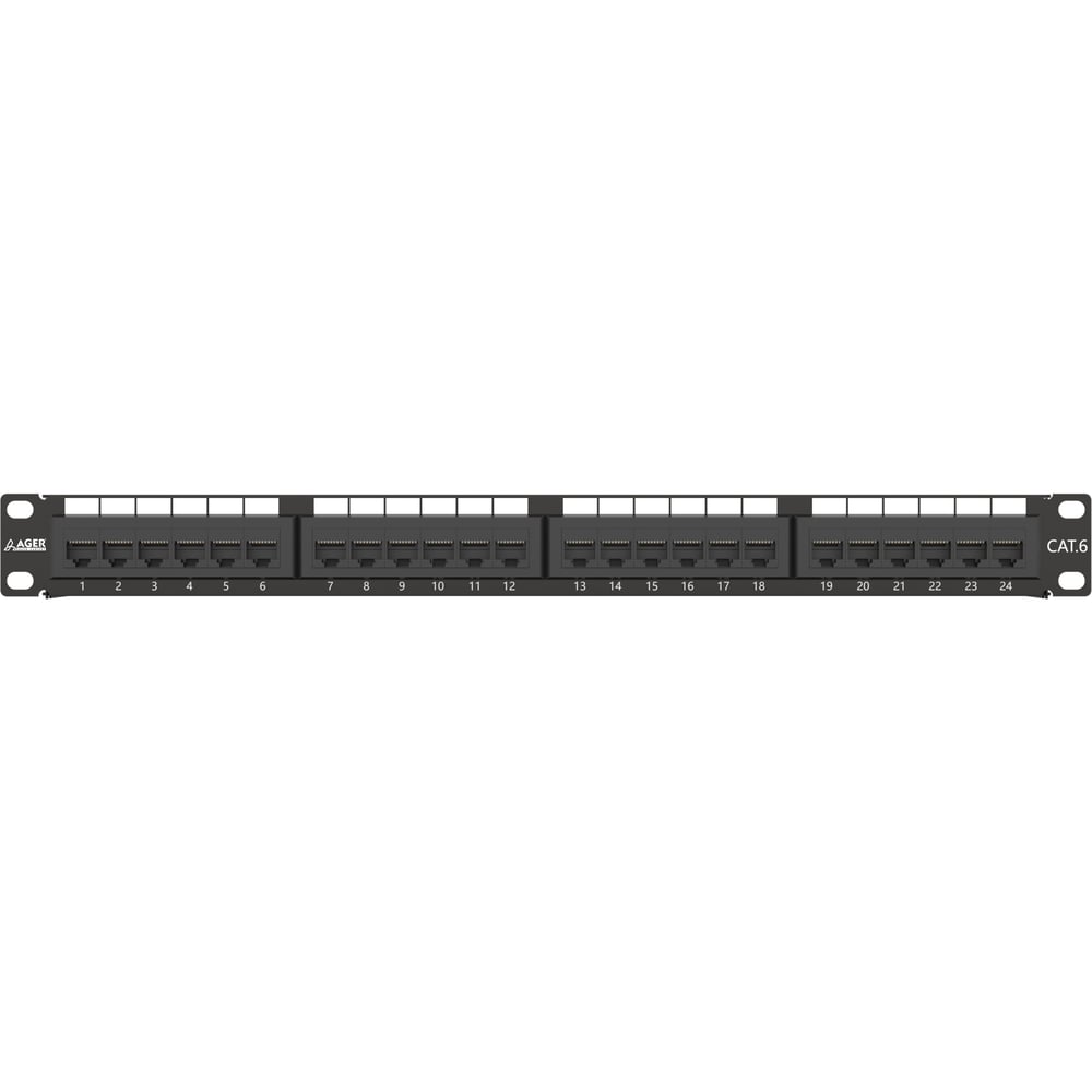 AGER AC-611-24E 8P8C,LSA,ALTIN KONTAK 24 PORT CAT6 DOLU 1U ZIRHSIZ PATCH PANEL