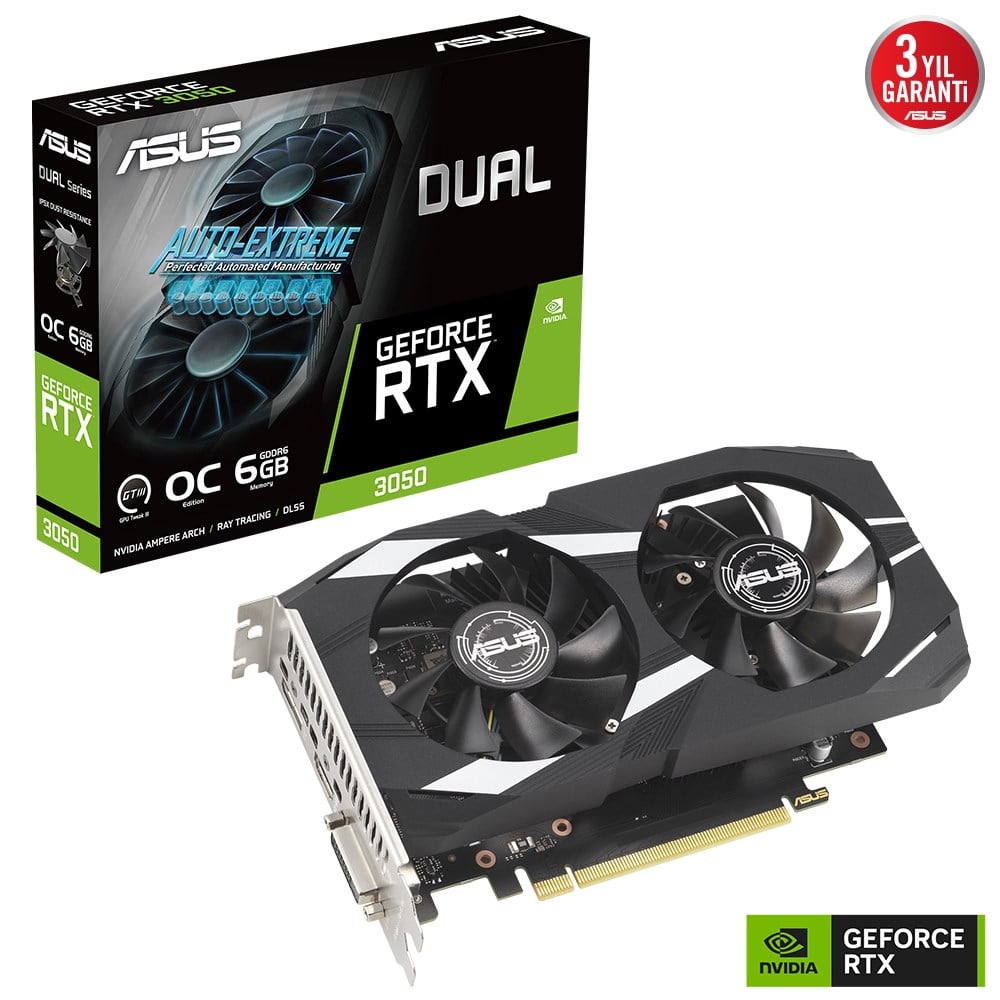 ASUS DUAL-RTX3050-O6G RTX3050 6GB GDDR6 DVI-D/HDMI/DP PCI-E 4.0