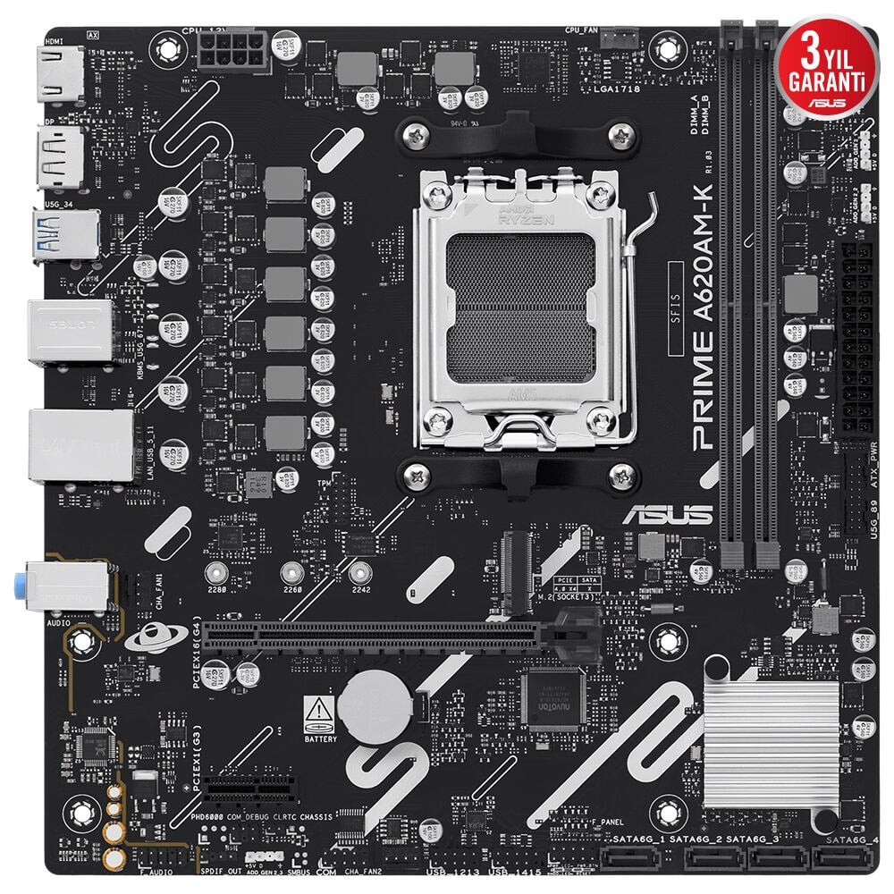 ASUS PRIME A620AM-K 2xDDR5 VGA+HDMI 1xM2 AM5 ANAKART