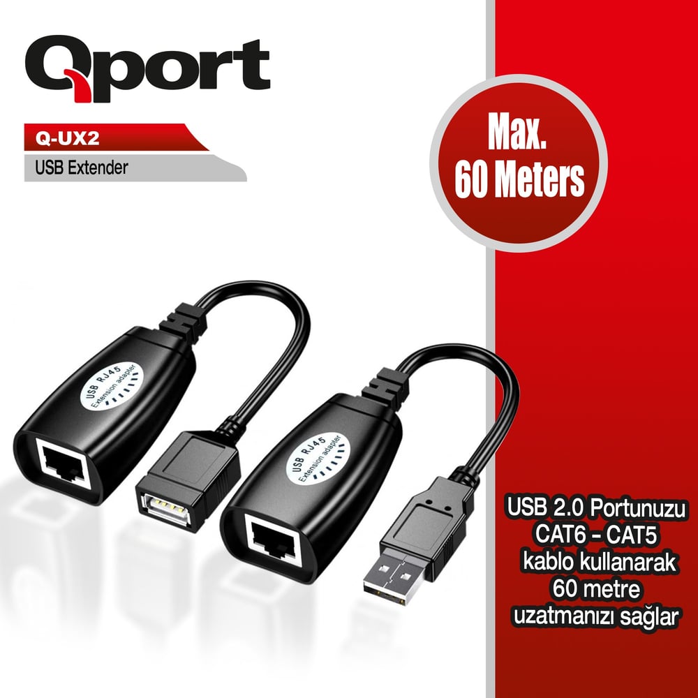 QPORT Q-UX2 CAT5/CAT6 60M USB EXTENDER