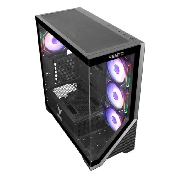 VENTO VG4202FLA 750W 80+ BR GEN5 4x12CM ARGB FAN E-ATX TEMPERLİ CAM 2xUSB2.0/1xUSB3.0 SİYAH GAMING KASA