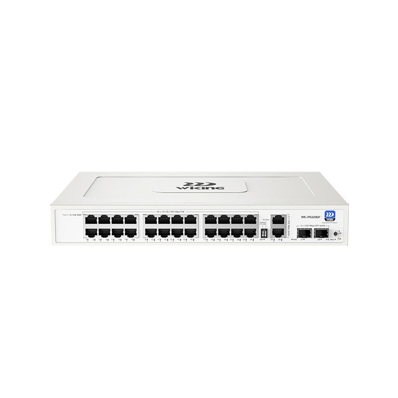 WI-TEK WIKING WK-PS328GF 24 PORT 10/100/1000 24 PORT POE 2 PORT UPLINK +2 SFP 285W YONETILEMEZ RACK MOUNT SWITCH