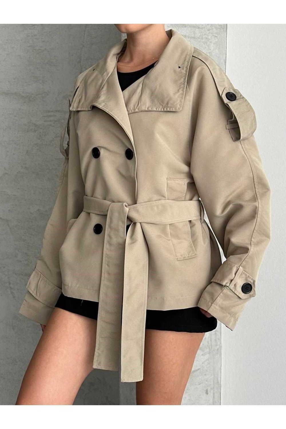 Kadın Oversize Muadil Su İtici Trençkot