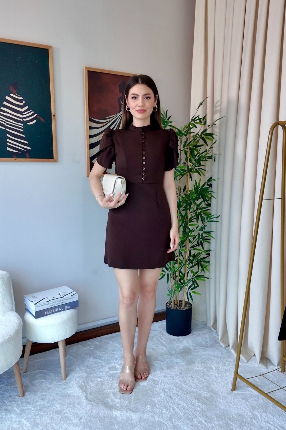 Kadın Yeni Sezon Düğme Detaylı Elbise