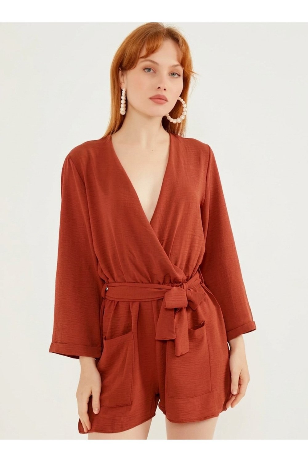 Kuşaklı Şort Tulum Elbise