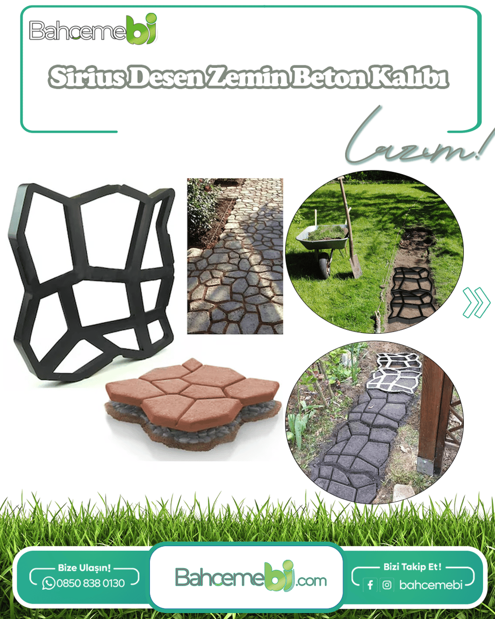 1  Adet Bahçe Taş Kalıp Beton Kalıbı Zemin Kaplama Kalıbı 42x40 Cm Sirius Desen / Bsr Garden