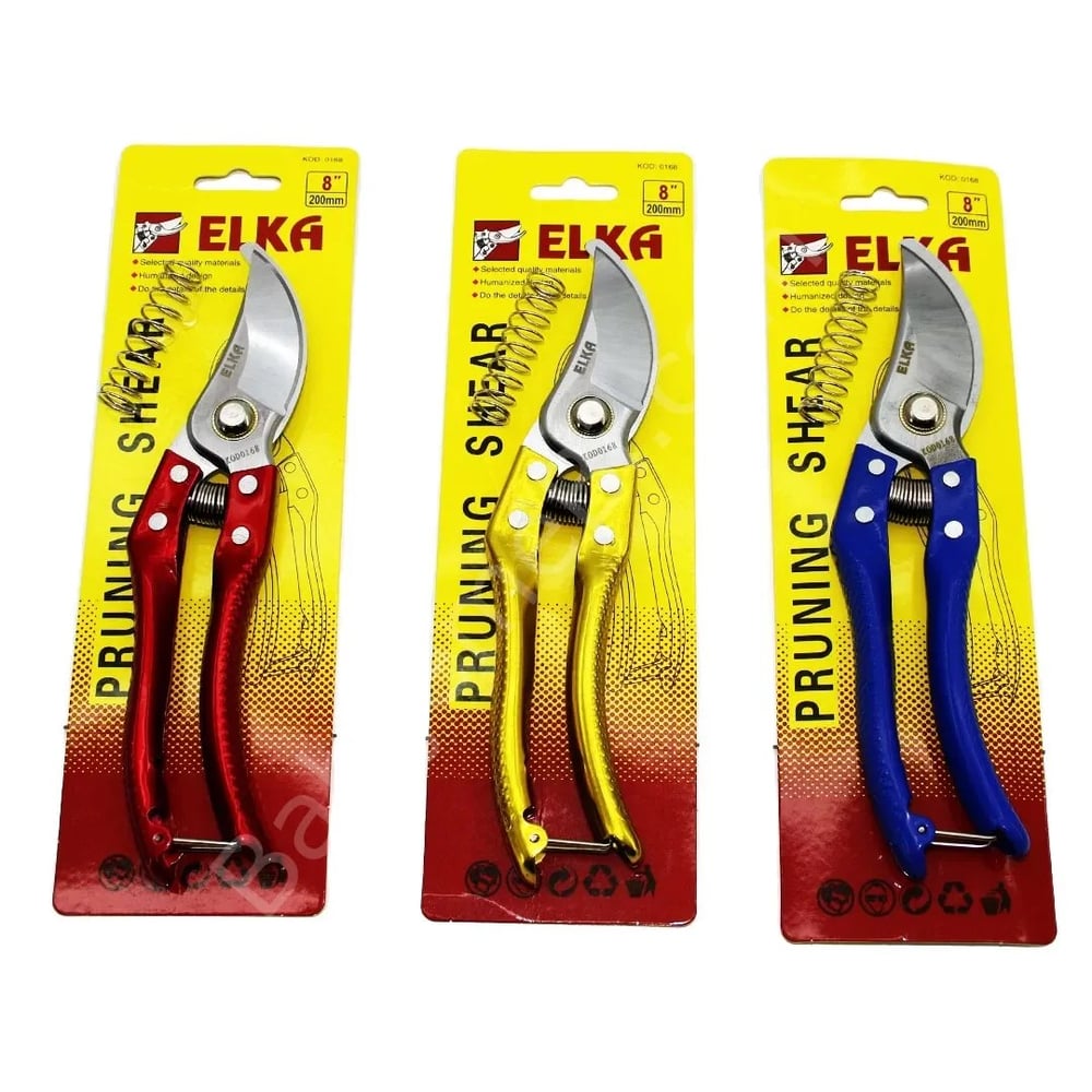 Elka Pruning Shear Kod-0168 Geniş Ağız Çelik Bağ Makası – 8'' (200 mm) Yedek Yaylı