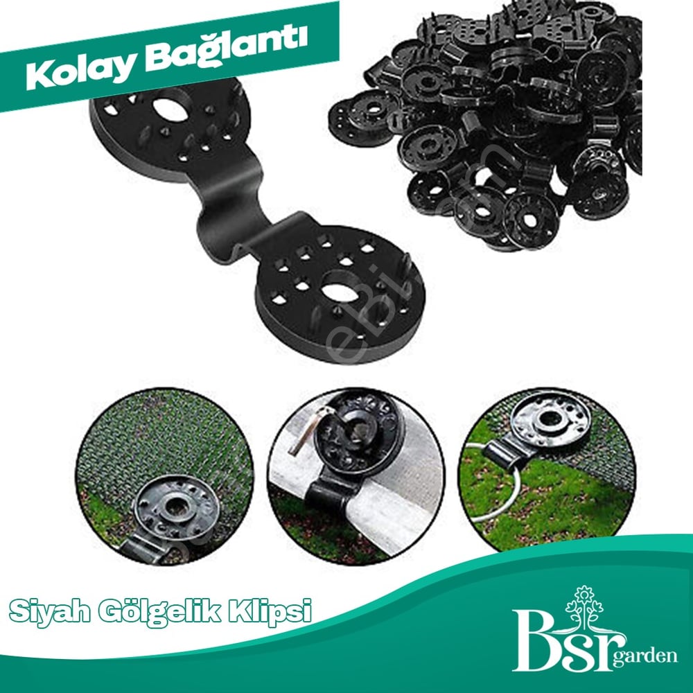 Siyah Gölgelik Tokası / Klipsi 25 Adet Bsr Garden