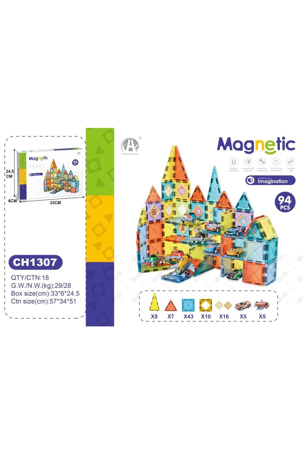 03-CH1307 5,5 CM MANYETİK BLOKLAR 94 PCS