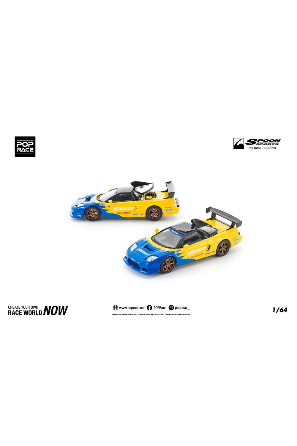 Pop Race Honda NSX-R GT Spoon Sports 1:64 Diecast Model Araba PR640310