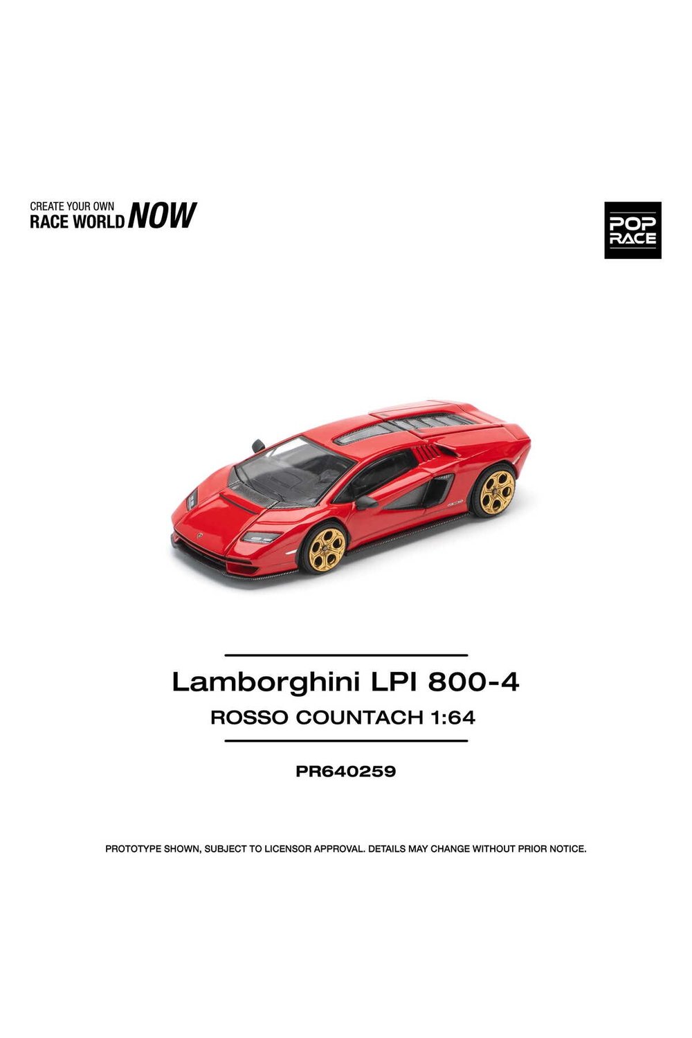 Pop Race Lamborghini LPI 800-4 Rosso Countach Kırmızı 1:64 Diecast Model Araba