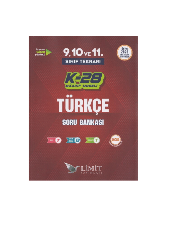 TYT TÜRKÇE SORU BANKAI 9. 10. VE 11.SINIF TEKRARI K-28 MAARİF MODEL LİMİT YAYAINLARI