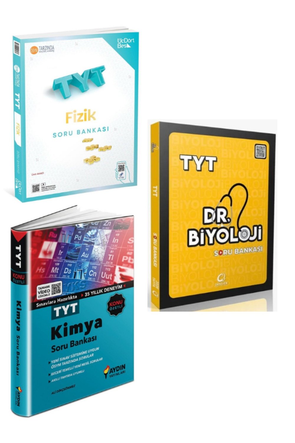 ÜÇDÖRTBEŞ TYT FİZİK AYDIN TYT KİMYA DR.BİYOLOJİ TYT BİYOLOJİ SORU BANKALARI SET