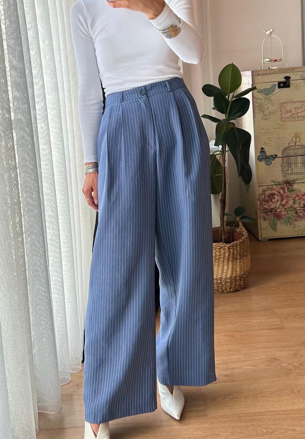 ÇİZGİLİ MODAL BOL PAÇA PANTOLON