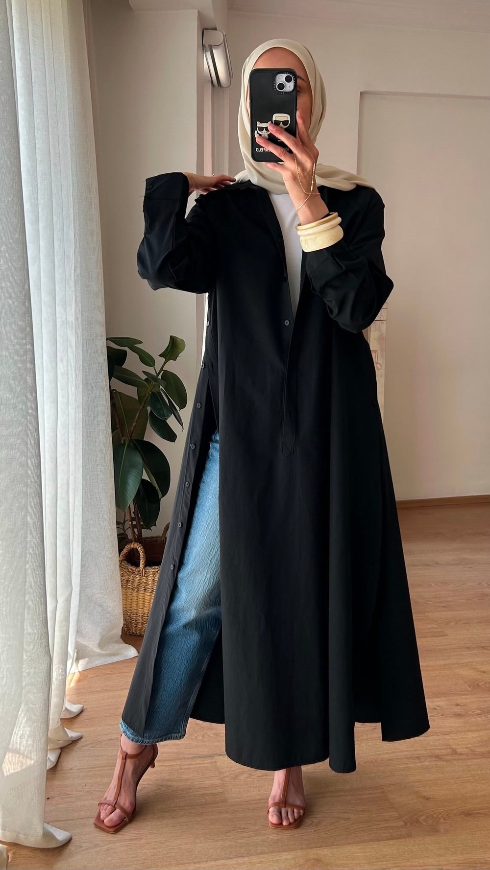 YANLARI DÜĞMELİ MAXİ BOY GÖMLEK