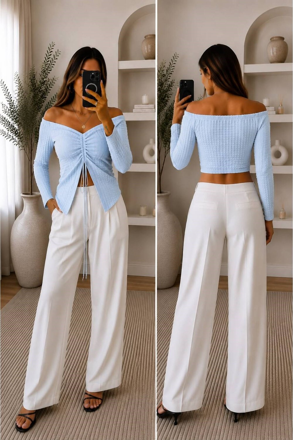 Fantezi Büzgülü Crop, Bluz