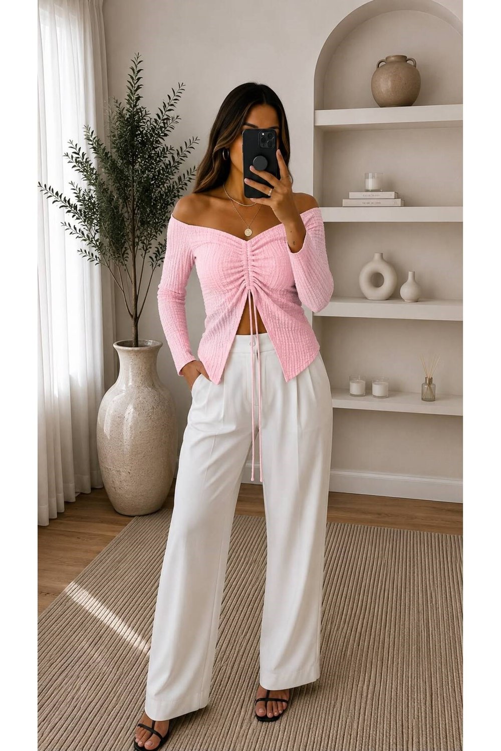 Fantezi Büzgülü Crop, Bluz
