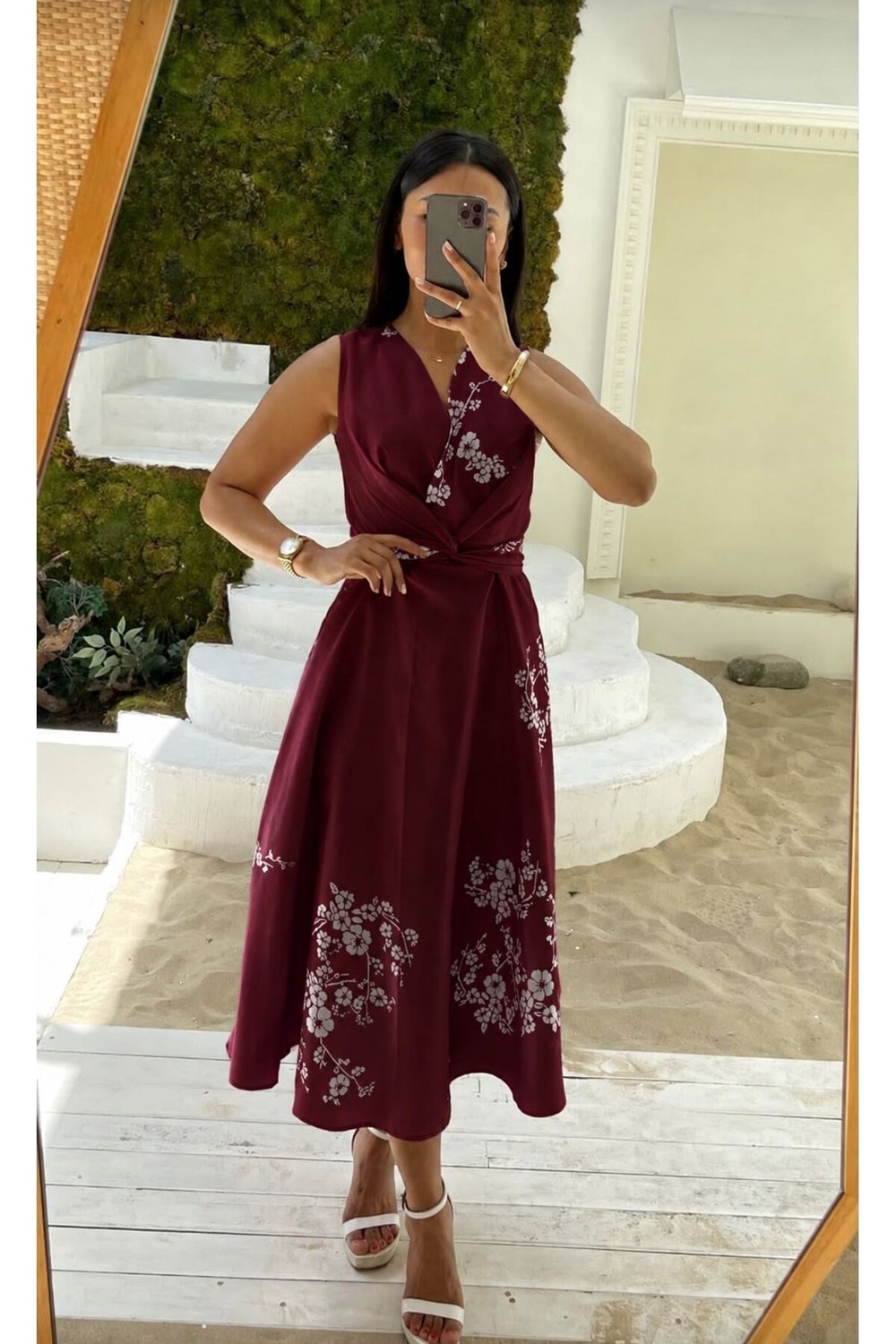 Kadın Midi Boy Bordo Elbise