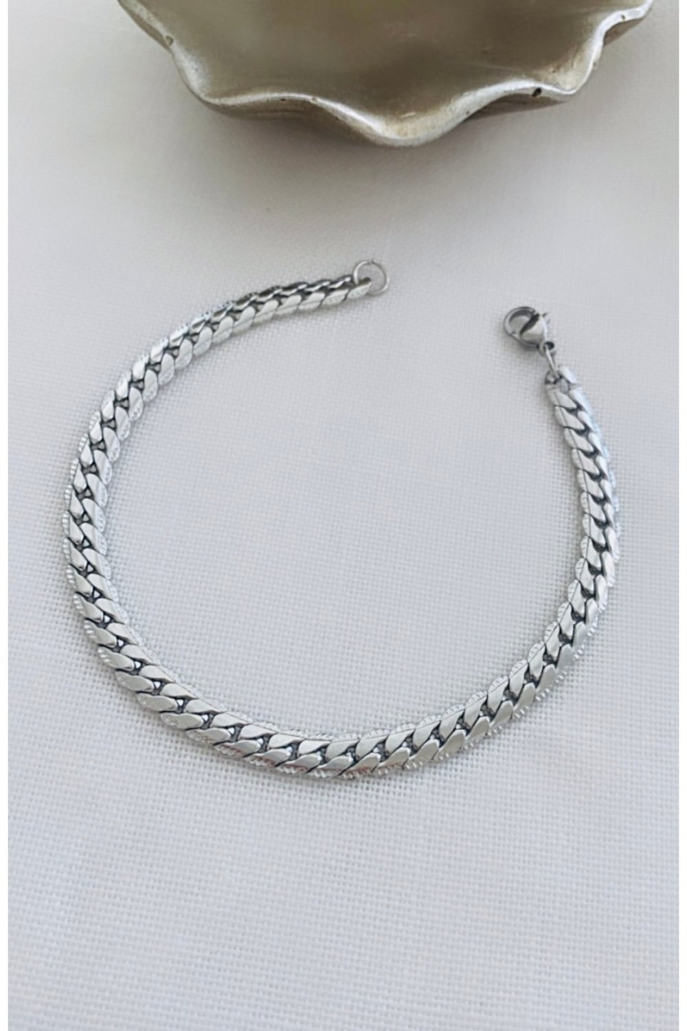 316 L Çelik Ezme Model Örgü Görünüm Erkek Bileklik (Kalınlık : 6 mm)