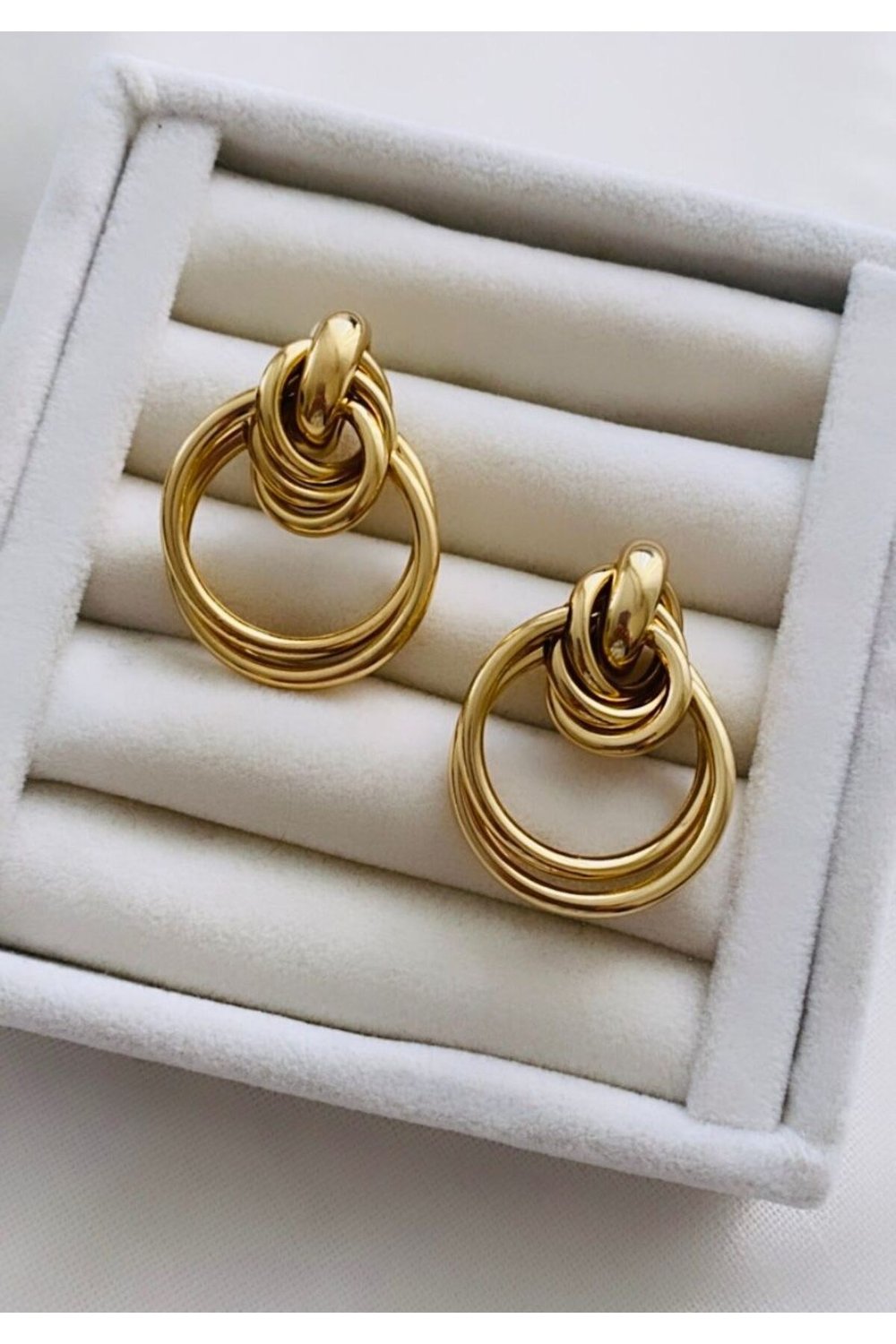 İkili Halka Tasarım Küpe (4 cm)