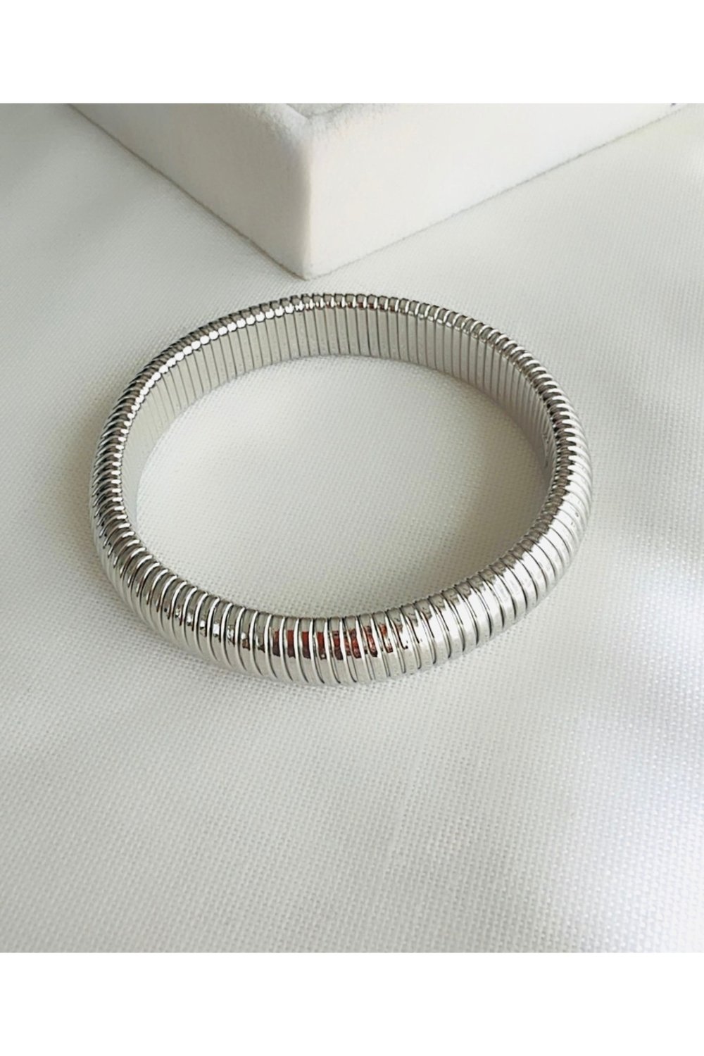 Unisex Model Esnek Gümüş Bileklik (12 MM)
