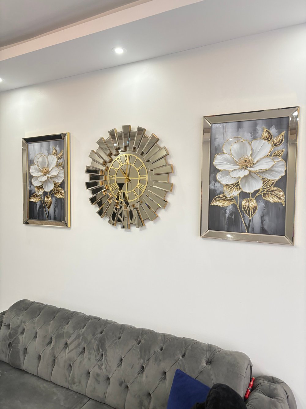 PİYANO MODEL DUVAR SAAT İKİLİ BEYAZGÜL TABLO GOLD