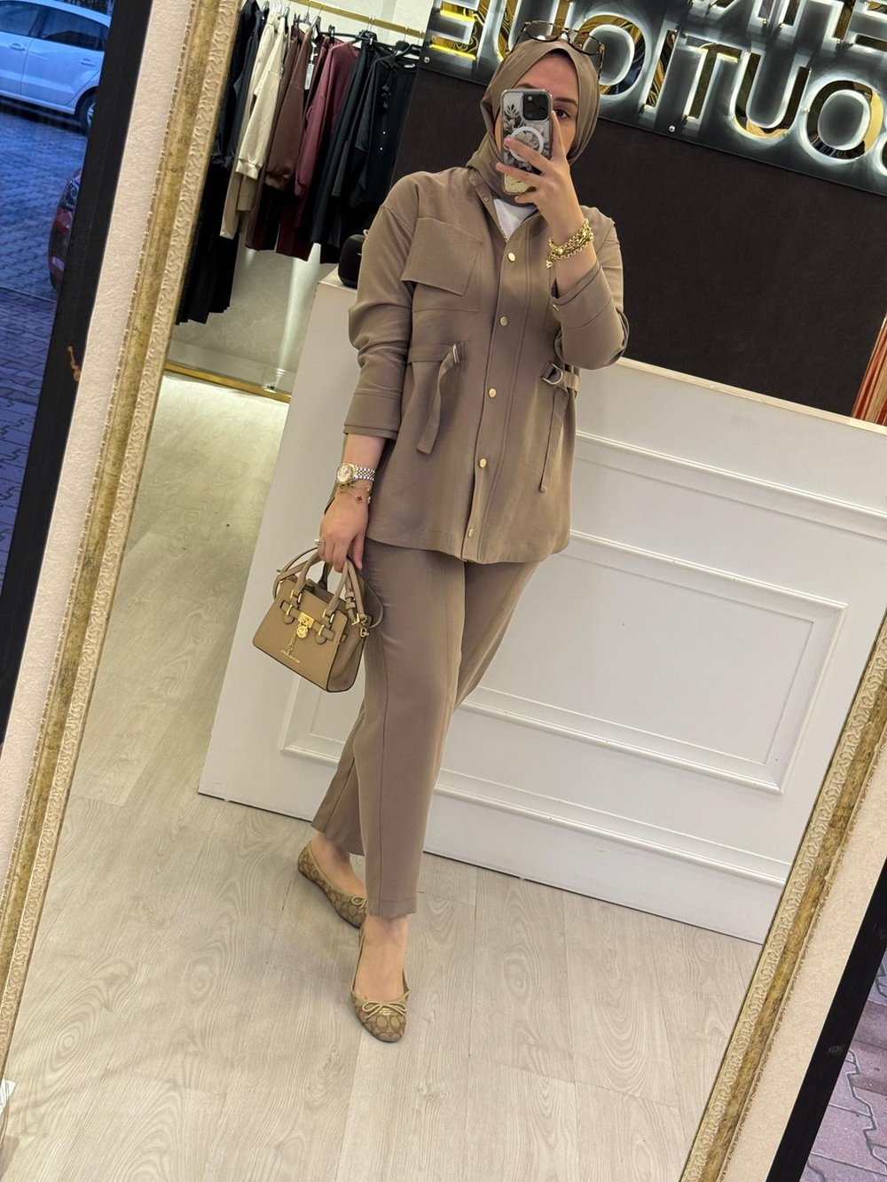 GHİSA Belden Bağlamalı Tunik Pantolon Takım