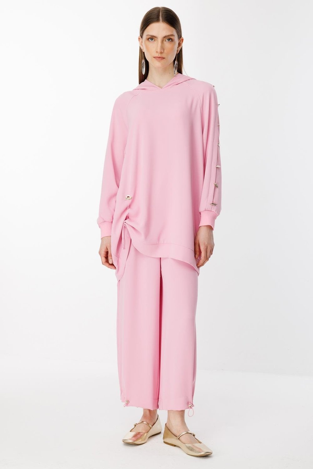 GHİSA Omzu Düğme Detaylı Sweatshirt Pantolon Takım