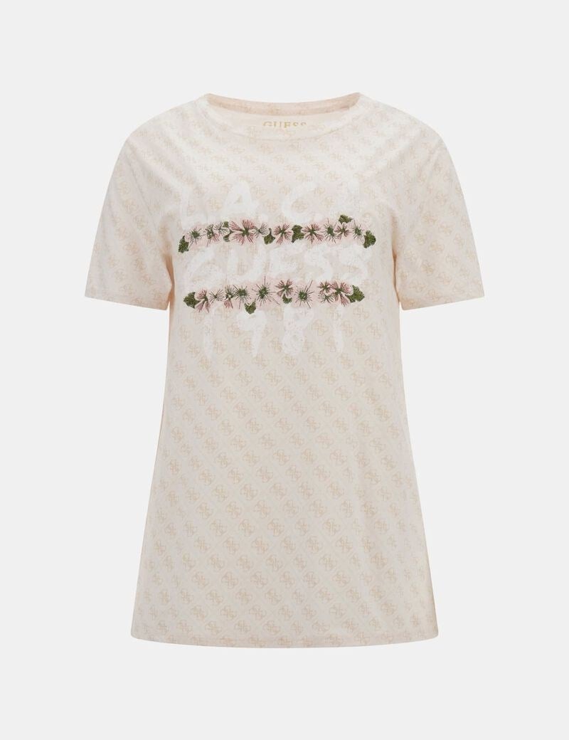 GUESS  Bisiklet Yaka MONOGRAM Baskı Tshirt