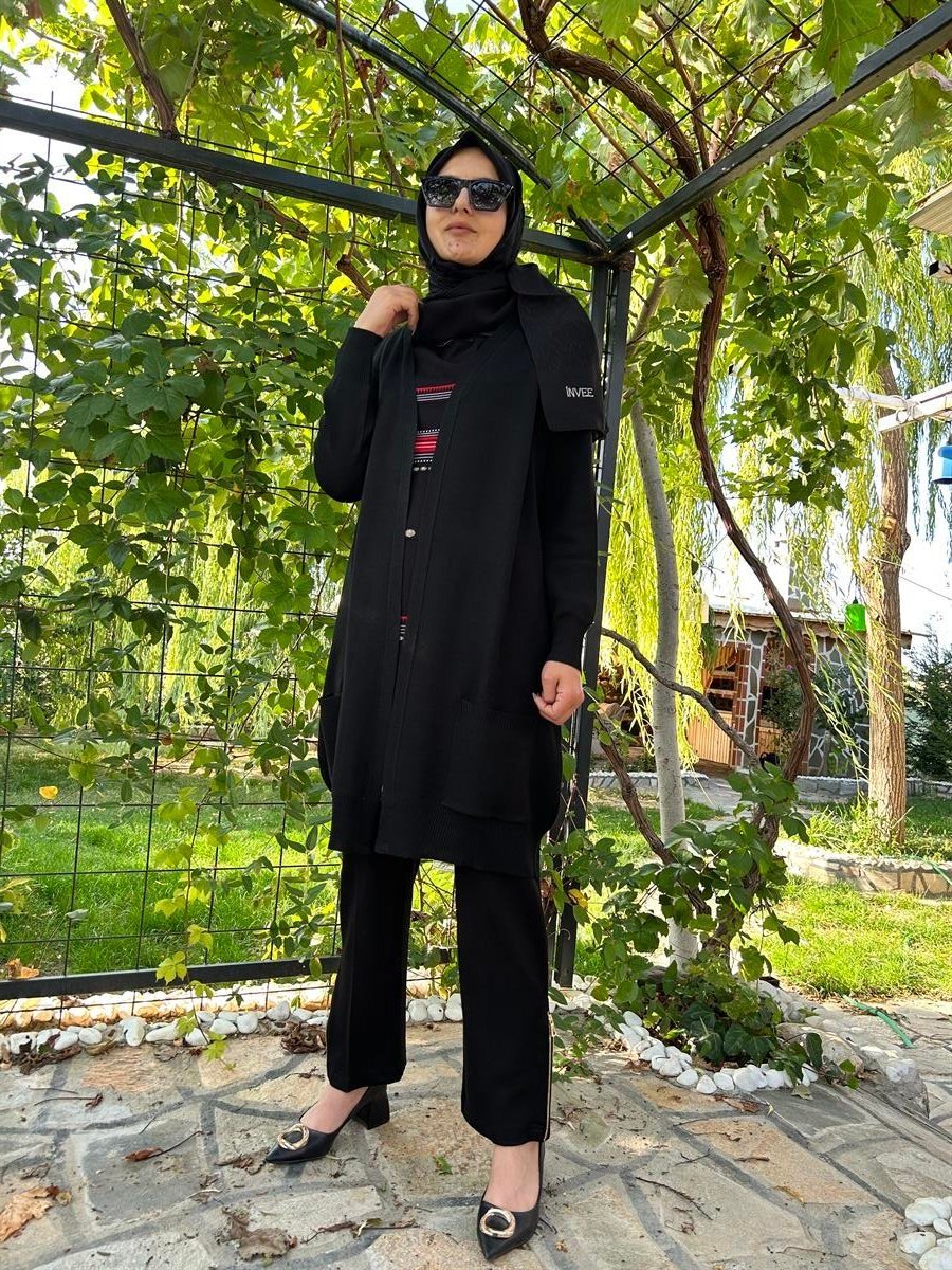 MİSSWHENCE MİSS 220 Hırka Görünümlü Önü Desenli Tunik