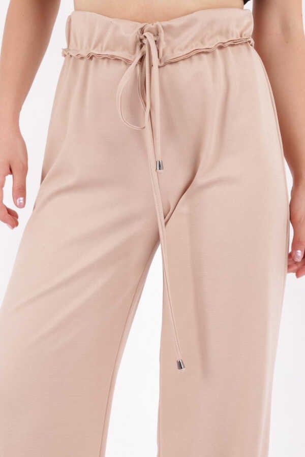 SENTEZ PİS DİKİŞLİ GENİŞ PAÇA ÖRME PANTOLON