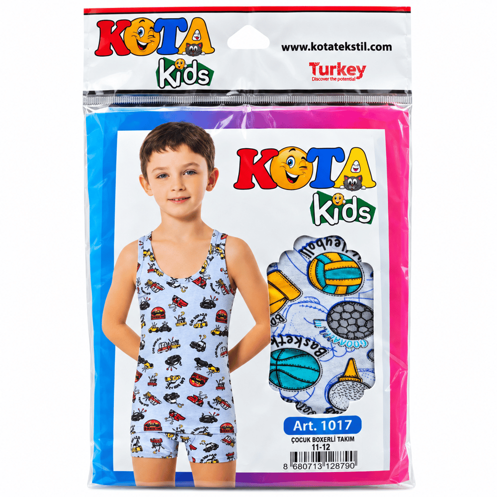 Kota Kids Erkek Çocuk Desenli Atlet Boxer Takım – Art. 1017