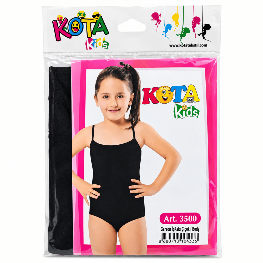 Kota Kids Kız Çocuk İnce Askılı Body – Siyah – Art. 3500