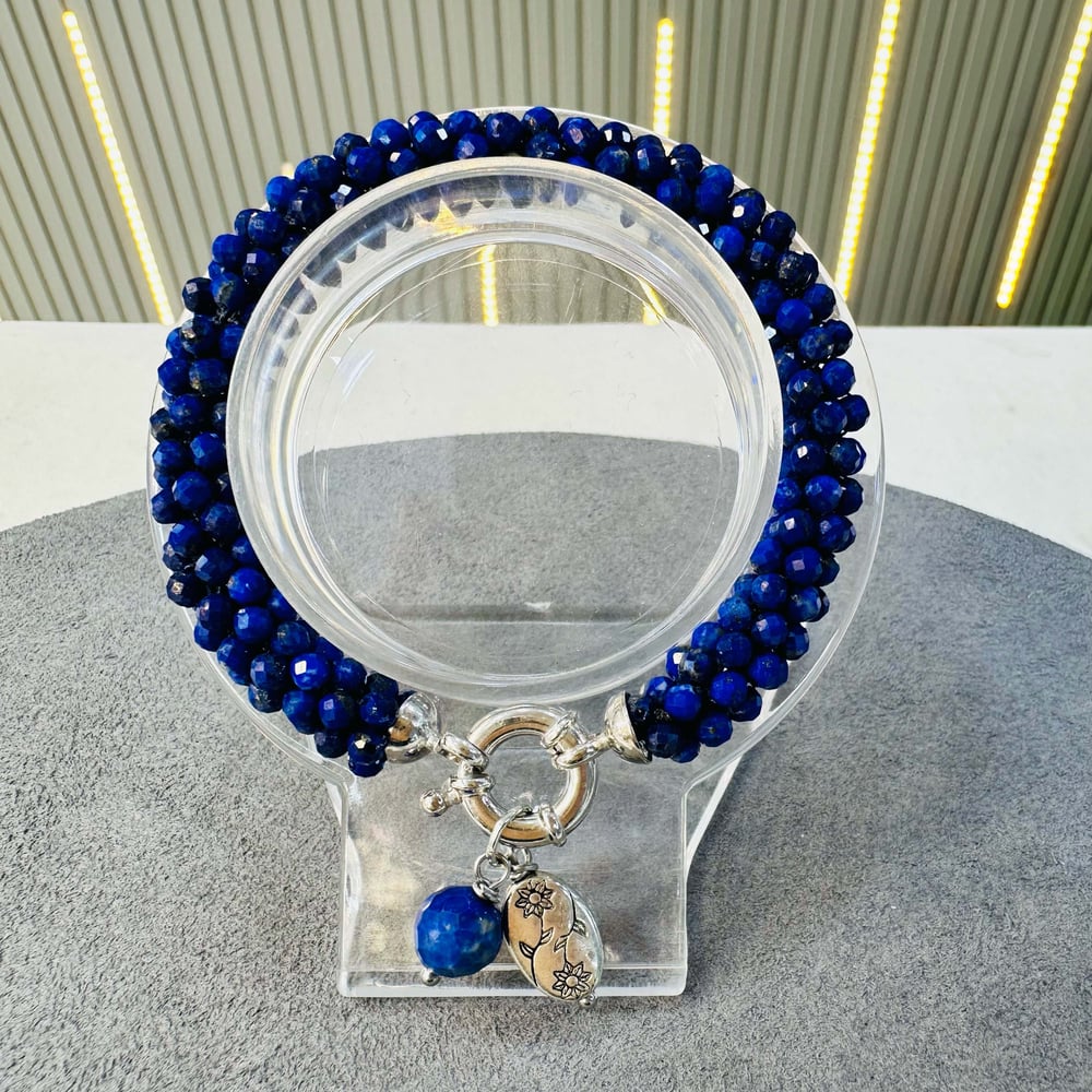 Afganistan Lapis Lazuli 925 Ayar Gümüş Bileklik