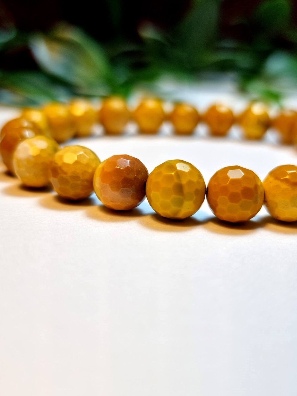 Sari Mokait Jasper Petek %100 Doğal Taş Bileklik 7 mm
