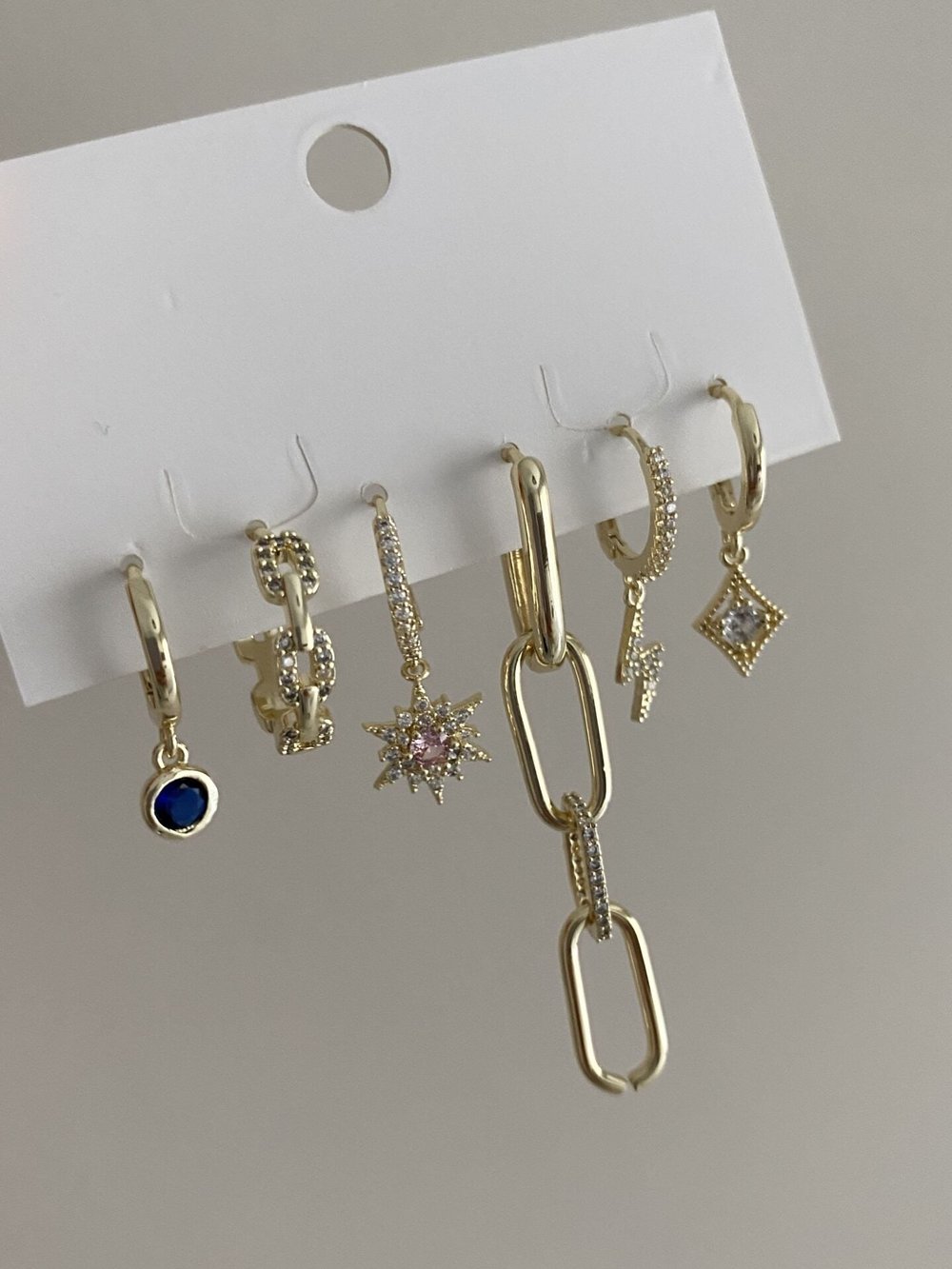 Altın Kaplama Altılı Şimşek Figür Set Küpe