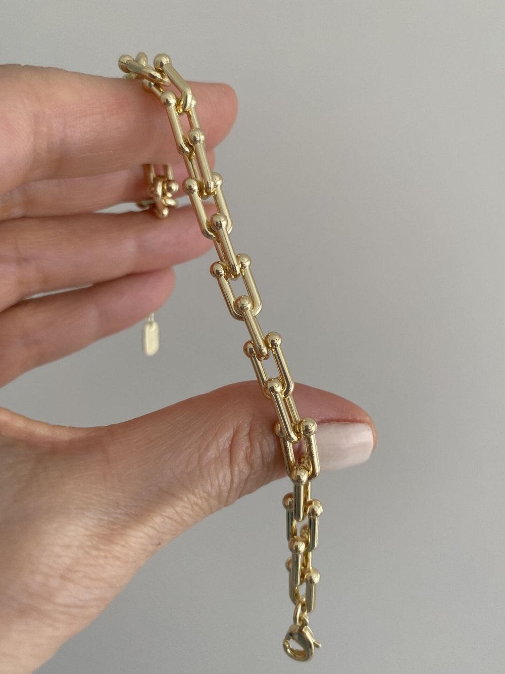 Altın Kaplama Çivi Detaylı Ataç Model Bileklik (17cm / 6mm genişlik)