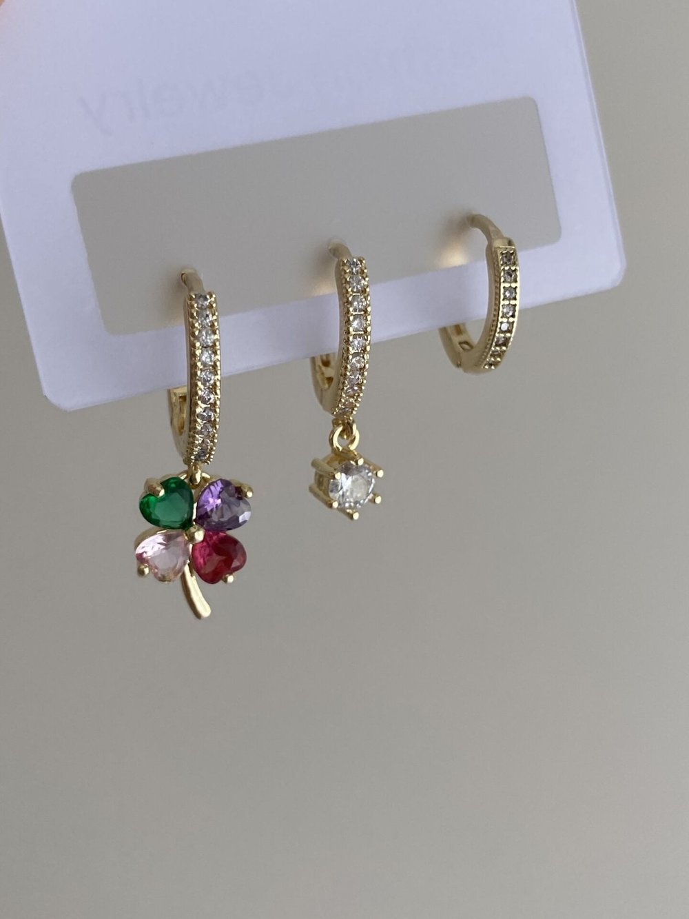 Altın Kaplama Üçlü Colorful Flower Set Küpe
