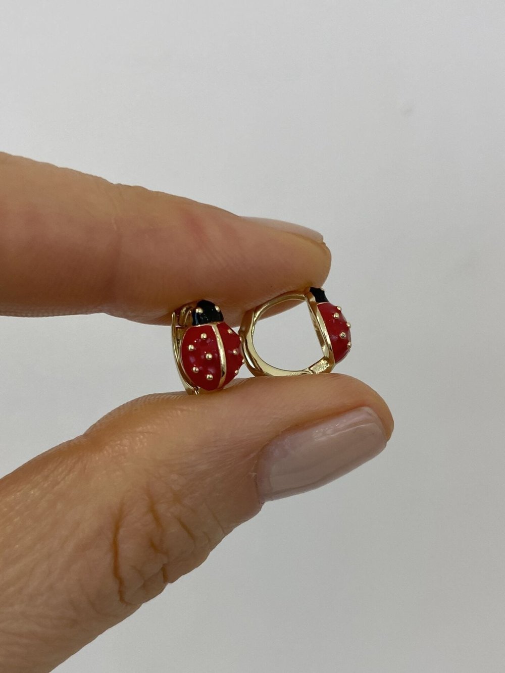 Özel Seri Çocuk Baby Uğur Böceği Halka Küpe (İç çapı: 0,6cm)