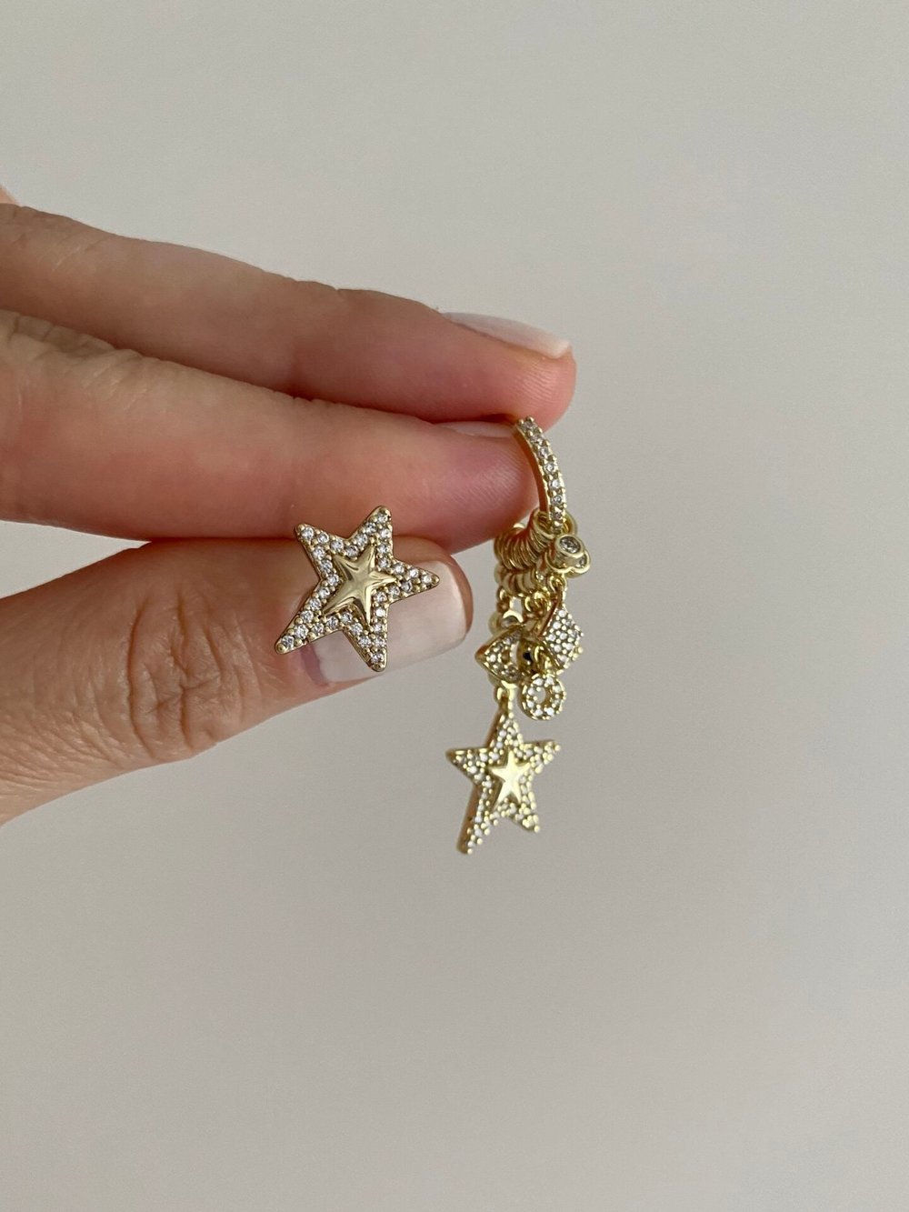 Özel Seri Star Eye Asimetrik Charm Küpe