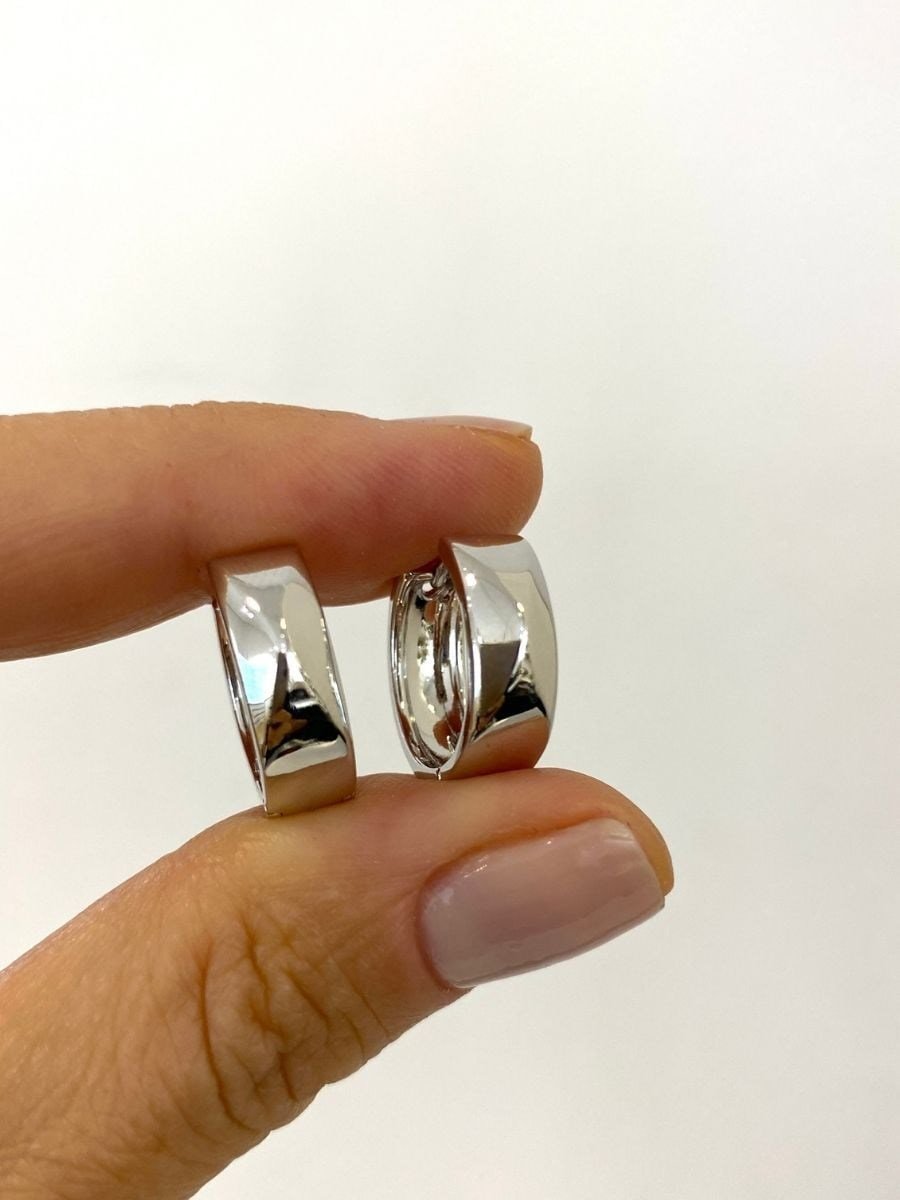 Özel Seri Yansımalı Prizma Model Plaka Halka Küpe Gümüş Renk (1,5cm iç çap)